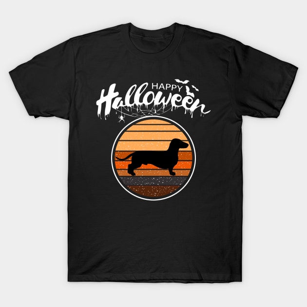 Funny Happy Halloween Beautiful Dachshund Men Women Kid Gift T-Shirt by mlleradrian